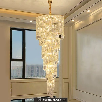 Dlho Krištáľový Luster Pre Schodisko 2021 Tvorivé Haning Lampa Luxusné Led Domova Svietidlo Moderného Lobby Cristal Lesk