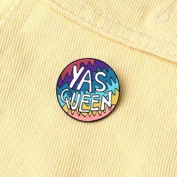 ÁNO KRÁĽOVNÁ Smalt Kolíky Cartoon Rainbow Feministické Brošne Tričko Taška Batoh Klopě Pin Okrúhly Odznak Zábava Šperky, Darček pre Dievča Ženy
