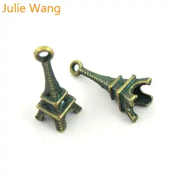 Julie Wang 20PCS Malé Eiffelova Veža Charms Starožitné Zelená Zliatiny Náhrdelník Prívesok Náramok Šperky Čo Keychain Príslušenstvo Dekor