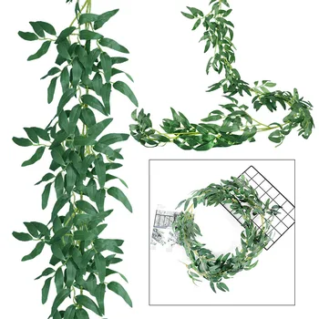 180 cm Strop Dekor Cestnej Rozloženie Ratan Jungle Party, Svadobné Dekorácie Zelených Umelý Kvet Vŕby Viniča Veniec Veniec Dekor