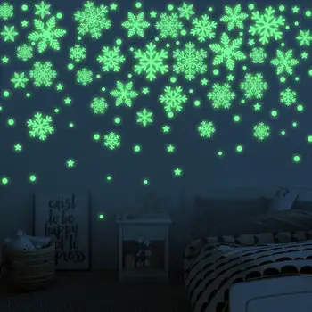 Svietiť V Tme Snowflake Nálepky Fluorescencie Hviezdy Obopína Nálepky Na Stenu Okenné Dekorácie Vianoce Domov Bar Nálepka Na Stenu