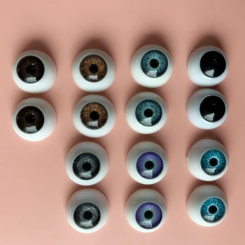 7 Párov 12 mm Akryl Bábika Očami Detí Modrá Fialová Buľvy Bábika Príslušenstvo Semi-circular Duté Späť Falošné Oči Oči