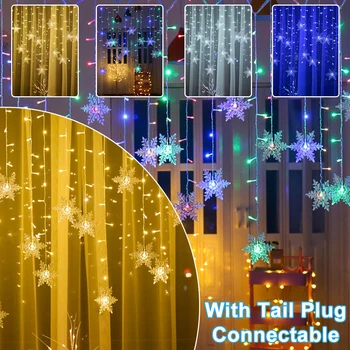 8 Režimov Snowflake LED Víla Svetla S technológiou Plug Vianočné Dekorácie, Závesné Garland String Svetlo Vianočný Strom Ornament 2022 Navidad