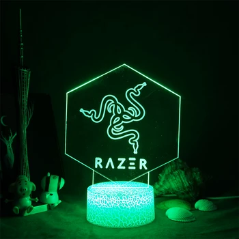 3D Nočné Svetlá Pre Razer LOGO Farebné Gameing Izba Stolové Lampy pre Atmosféru Spálne Posteli Stôl Dekorácie Narodeninám