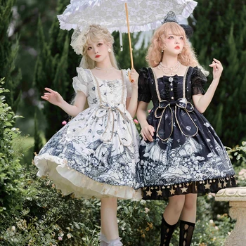 Japonský Gothic Lolita Šaty Tmavé Op Krátkym rukávom Letné Vintage Kawaii Princess Party Šaty Retro Baby Doll Šaty Pre Ženy