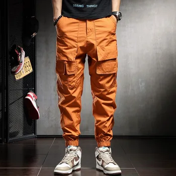 2022 Letné Módy Taktické Cargo Nohavice Mužov Športové Príležitostných Bežcov Streetwear Hip Hop Bavlna Neforemné Nohavice Orange Black