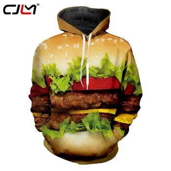 CJLM Mens Hoodies Nový Dizajn Zábavné Vytlačiť Hamburger Potravín 3d Mikina s Kapucňou, Muž Príležitostné O-krk s Kapucňou Pulóvre Potenie Jumper