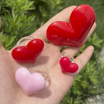 Móda Prehnané Sladké Srdce Prstene pre Ženy, Tvorivé Big Red Romantický Prst Krúžky Veľkoobchod Priamy Predaj