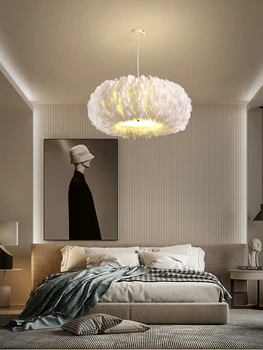 Hot Predaj a Vysokú Kvalitu Nordic Jednoduché Moderné Pierko Luster Lampa pre Spálne Štúdia Prívesok Svetlo