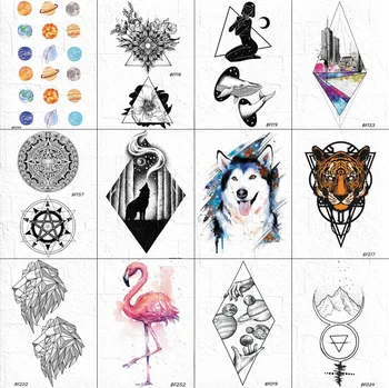 Akvarel Psa Dočasné Tetovanie Nálepky Ženy Geometrické Kvet Rameno Art Tetovanie Vody Prenos Mužov Hrudníka Tiger Tetovanie Čierne Totem
