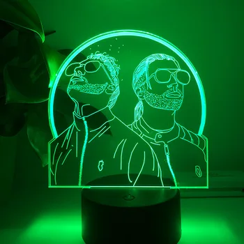 3D LED Nočné Svetlo francúzsky Rap Skupiny PNL Domova Spálňa Cartoon Tabuľka 16Color Zmena Dotyk Lampa Pre Fanúšikov Dary Svetla