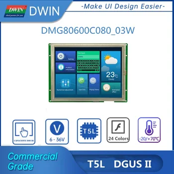 DWIN 8 Palcov 800*600 Rozlíšenie 16.7 M Farieb RGB Rozhranie TFT LCD Dotykový Panel S Bzučiak Obchodnej Triedy DMG80600C080-03W