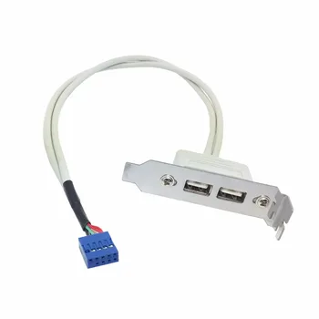 CY Nízky Profil 8 cm Výška USB 2.0 Žena Zadný panel na základnej Doske 9pin kábel s PCI držiak, 30 cm