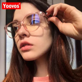 Yoovos 2021 Vintage Ženy Okuliare, Rám Anti Modré Svetlo Okuliare Retro Kolo Jasný Objektív Okuliare, Optické Divadlo Rám UV400