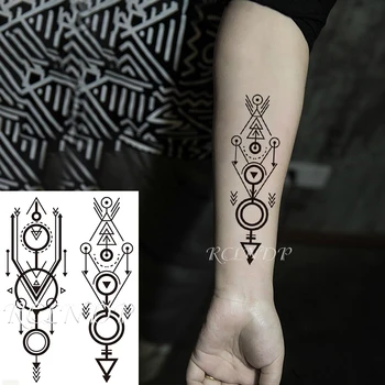 Nepremokavé Dočasné Tetovanie Nálepky Totem Geometrický Symbol Šípky Falošné Tatto Flash Tetovanie Rameno Nohu Späť Body Art pre Mužov, Ženy