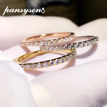 PANSYSEN Pevné 925 Sterling Silver Ring Simulované Moissanite Diamond Snubné prstene Zásnubné Prstene pre Ženy Darček Drop Shipping