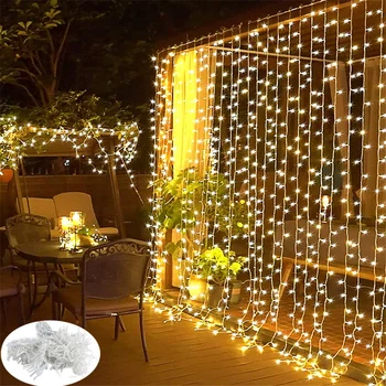 Nové LED Cencúľ Opony String Svetlo 3x3M EÚ Plug 8 Režimov Vianočné Girlandy Rozprávkových Svetiel pre Svadbu/Party/Záhrada, Domáce Dekorácie
