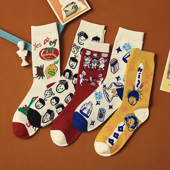 Smiešny darebák ponožky mužov a žien kórejská verzia v skúmavke Harajuku štýl roztomilé dievčatá cartoon čistá red tide ponožky