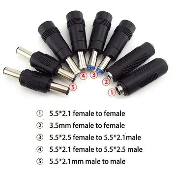 5.5 X 2.1 MM žena na ženy, mužov a mužov 5.5x2.5mm 3,5 mm DC napájací konektor Tipy muž 3,5 mm 5521 Konektory adaptéra zapojte adaptér 5525