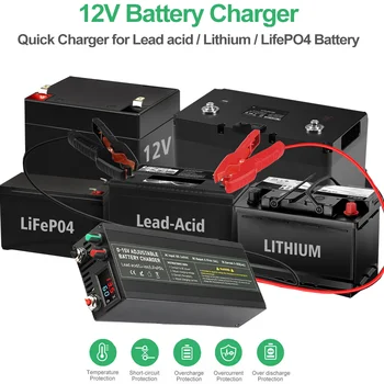 12V Batérie, Nabíjačky 100A Vysoký Výkon Inteligentná Nabíjačka Pre Lítium-LiFePO4 AGM, GEL Lead-acid Battery 14.6 V 50A 40A 60A 85A Nabíjačky