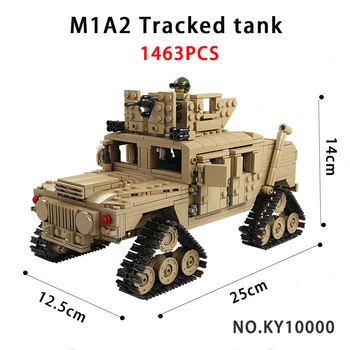 KAZI 10000 1463PCS 2-v-1 Tank Obrnené Vozidlo Technológie stavebným M1A2 Sledované Tank Model Deti Hračka Narodeniny Chlapec Dary