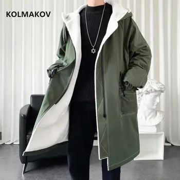2021 zimný kabát mužov s kapucňou hrubé vysoká kvalita zákopy srsti mužov,mens módne windbreakers bežné bundy,plus-veľkosť M-3XL