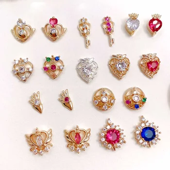 10pcs kovové Zirkón vŕtať Nail art šperky Sailor Moon série dekorácie nechtov Japonská Grile Marrior nechtov zirkón drahokamu Charms