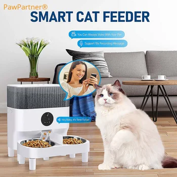 PawPartner Automatické Mačka Feeder Viacerých Mačiek Dvojité Misy Intelligentize Ovládanie Smart Pet Dávkovač Veľkú Kapacitu pre Psov