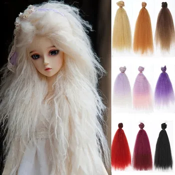 1pc 15/20*100 cm Tepelne Odolných Syntetických Kučeravé Vlasy Wefts na BJD/Blyth/American Doll