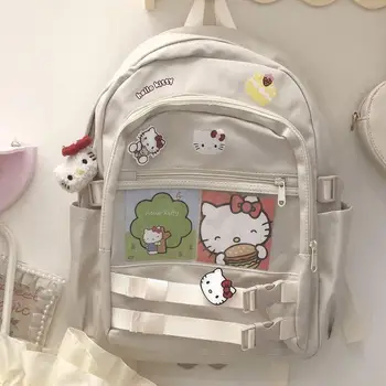 Kawaii Roztomilý Sanrio Hello Kitty Batoh Aktovka Plátno Taška Taška Na Prenosný Počítač Batohu High-Capacity Dievča Vianočný Darček Pre Deti