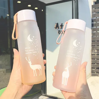 560ml Cartoon Fľaša na Vodu nepriepustných Matné Vody Pitnej Pohár Prenosné Drinkware Plastov pre Grils Office Vonkajšie Cestovanie
