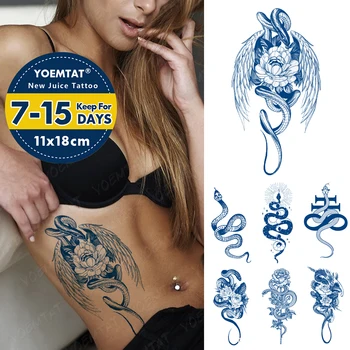 Semi-Permanentné Šťavy Trvalé Atrament Nepremokavé Dočasné Tetovanie Nálepky Genipin Bylinné Tetovanie Ženy Body Art Falošné Tatto Had Kvet
