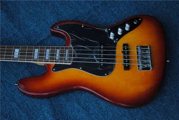 Top kvalita farba čierna doska pevné telo rosewood hmatník 5 reťazcov Jazz Bass gitara , doprava Zdarma