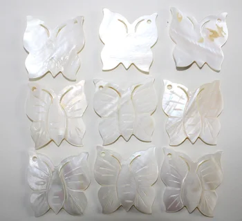 6PCS Módne Prírodné Shell Ručne Vyrezávané Butterfly Prívesok Charms pre Kutilov, Šperky, Takže Náhrdelníky Náušnice Príslušenstvo