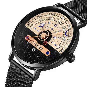 Módne Študent Tvorivé Ruky Hodinky Hviezdne Nebo Vzor Mužov a Žien Kalendár Hodiny Non-mechanické Luxusné náramkové hodinky Quartz