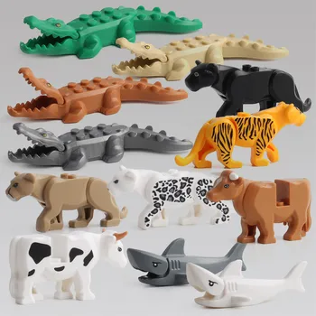 12pcs/set DIY Mini Tichom Animal Model stavebným Hračky Krokodýl, Žralok Zmontované Kompatibilné Bloky Vzdelávacie Hračky Pre Deti,