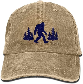 Funny Modré Bigfoot Sasquatch Denim Klobúk Nastaviteľné Žien Umyté Baseball Cap