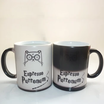 svetlo Magický hrnček na espresso purronum mačka káva hrnček na meniace farbu hrnček najlepší darček pre vašich priateľov alebo seba