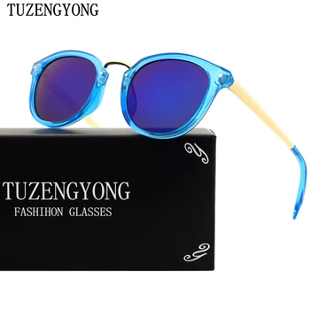 TUZENGYONG dizajnér Značky Kolo Retro slnečné Okuliare Ženy Oculos de sol UV400 Ružovým Rámom slnečné fashion okuliare pre mužov T2150