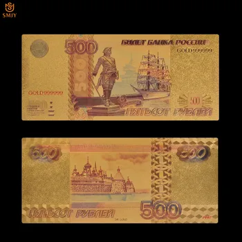 Ruská Mena Papier 500 Rubľov Zlaté Bankovky, Zlaté Fólie Peniaze Bill Kolekcia Pre Domáce Dekorácie