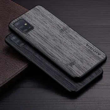 Puzdro pre Samsung Galaxy A51 A71 A21 A31 A21S A11 4G 5G funda bambusové drevo vzor Koža kože kryt Luxusný telefón prípade coque capa