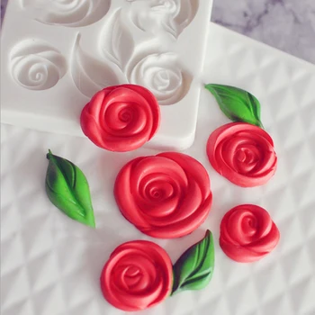 Kvet Ruže Listový Tvar Plesne Silikónové Formy Fondant Cake Zdobenie Nástroj Gumpaste Sugarcraft Čokoláda Formy Pečenie