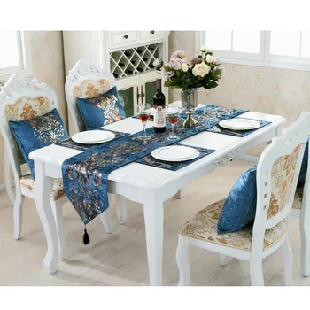Modrá európskom štýle stôl runner camino de mesa runner weding dekorácie stolové prestieranie domáce dekorácie príslušenstvo