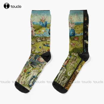 Záhrada Pozemské Pôžitky Podľa Hieronymus Bosch (1480-1505) Ponožky Funky Ponožky Osobné Vlastné 360° Digitálna Tlač
