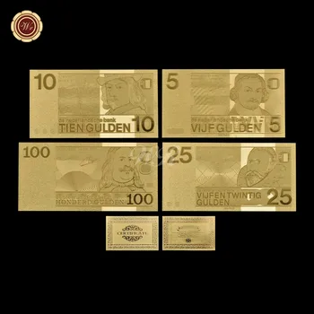 kovové Zlato, Bankovky Holandsko 5 10 25 100 Bankovkového Papiera Falošné Peniaze S 3D Vytlačené Na Zber