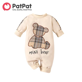 PatPat Baby Boy/Girl Medveď List Vyšívané Long-sleeve Jumpsuit