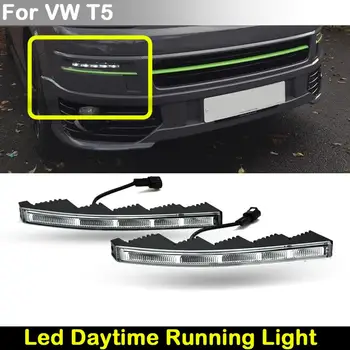 2 ks Na VW T5 Multivan Obdobie 2010-2015 Jasný Objektív Auto Predné Biele LED DRL Lampa Denných prevádzkových Svetlo