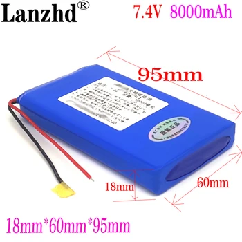 1-10PCS Li 7.4 V 8000mAh Lítium-polymérová batéria s Ochranou Board batérie Pre Fanúšikov, PDA, DVD, GPS satlink 186095 18*60*95 mm