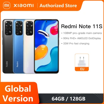 Globálna Verzia Xiao Redmi Poznámka 11S Smartphone 64GB/ 128GB Octa-Core Heliograf G96 33W Pro Rýchle Nabíjanie 108MP Quad Fotoaparát