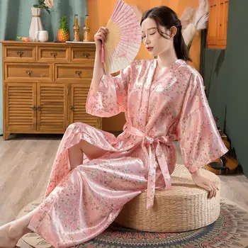 Imation Hodvábny Župan Ružový Kvetinová Kimono Personalizované Pyžamo Dámske Svadobné Šaty, Bridesmaid, Sestra, Matka Nevesty Šaty